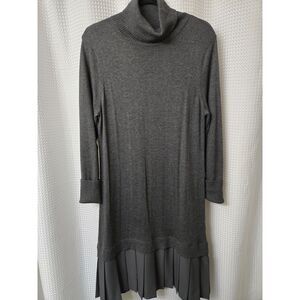 Soft Surroundings Womens Knit Dress Medium Grey Pleated Bottom Winter Boho Comfy